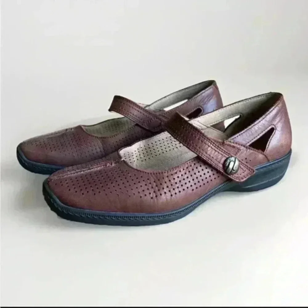 Hotter Mary Jane Shoes Brown Womens 8.5 Leather Comfort Classic Sophisticated